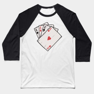 Traditional Tattoo Four Aces Playing Card Game Baseball T-Shirt